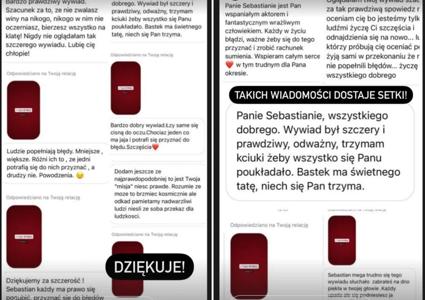 Sebastian Fabijański otrzymauje wsparcie od swoich fanów Sebastian Fabijański otrzymauje wsparcie od swoich fanów