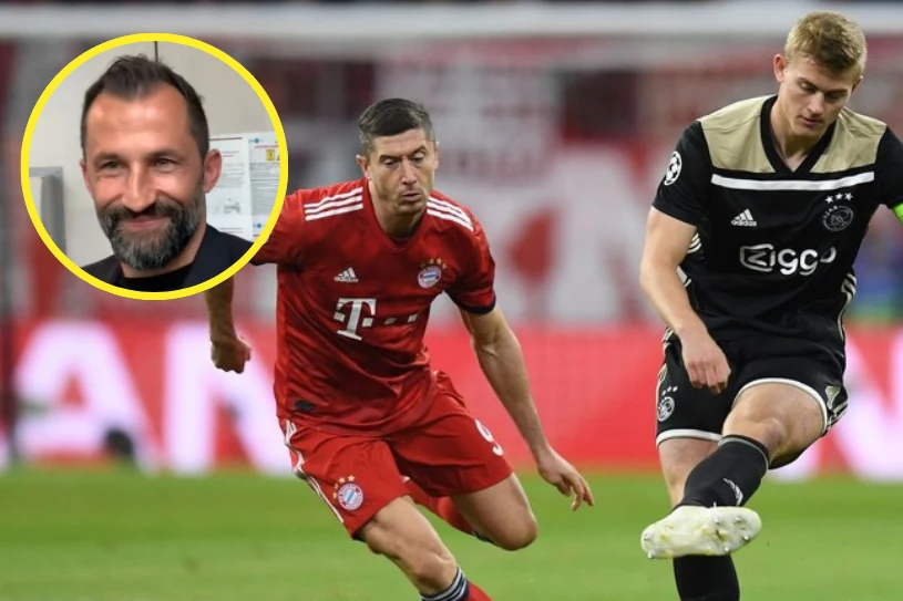 Robert Lewandowski i Matthijs de Ligt podczas meczu Bayern Monachium - Ajax Amsterdam Robert Lewandowski i Matthijs de Ligt podczas meczu Bayern Monachium - Ajax Amsterdam