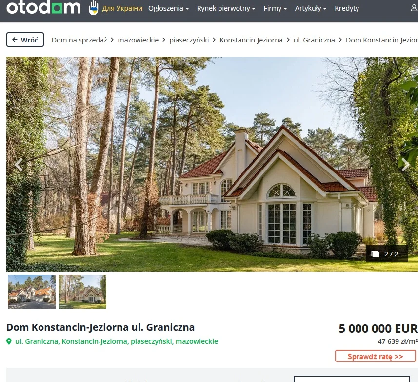 Dom Tomasza Lisa na sprzedaż, fot. otodom.pl