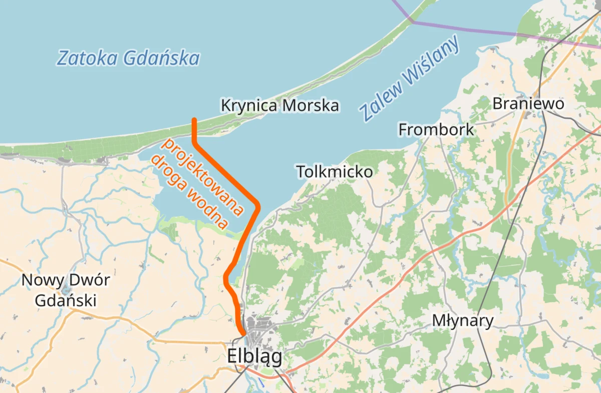 Projektowana droga wodna. Informacja na podstawie "Karty informacyjnej przedsięwzięcia" Projektowana droga wodna. Informacja na podstawie "Karty informacyjnej przedsięwzięcia"