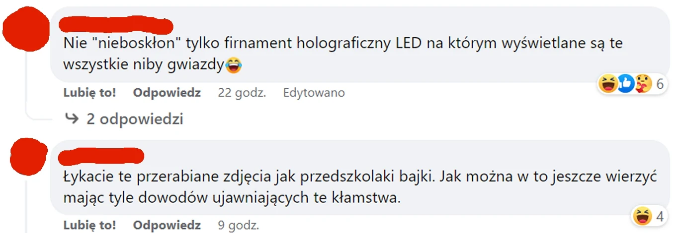 Takie komentarze pojawiły się pod wpisem o teleskopie Webba na profilu Kwantowo.pl na Facebooku Takie komentarze pojawiły się pod wpisem o teleskopie Webba na profilu Kwantowo.pl na Facebooku