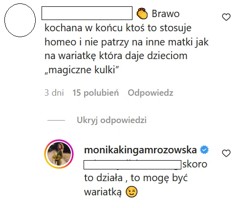 Monika Mrozowska wdała się w dyskusję z fanami na IG @monikakingamrozowska/