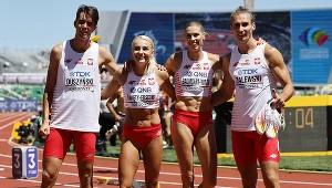 Bohaterowie biegu eliminacyjnego, od lewej: Kajetan Duszyński, Justyna Święty-Ersetic, Iga Baumgart-Witan i Karol Zalewski