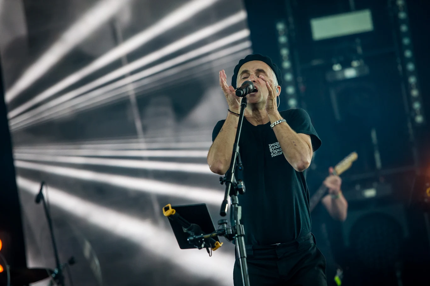 Artur Rojek na scenie w Jarocinie