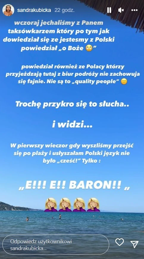 Sandra Kubicka żali się na Instagramie Sandra Kubicka żali się na Instagramie