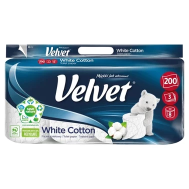 Velvet White Cotton Papier toaletowy 10 rolek - 0