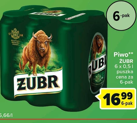 Żubr Piwo jasne 3 l (6 x 0,5 l)