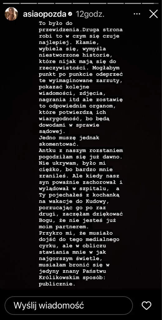 Joanna Opozda opublikowała screeny prywatnych rozmów z mężem