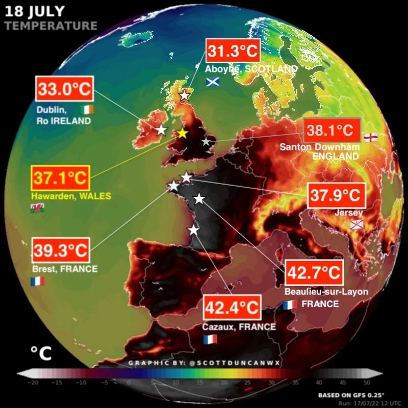 Obezwładniające temperatury w na zachodzie Europy