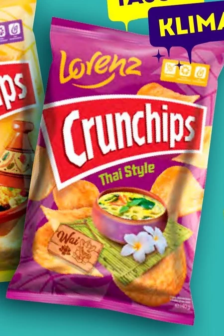 Crunchips Thai Style Chipsy ziemniaczane o smaku green curry 140 g