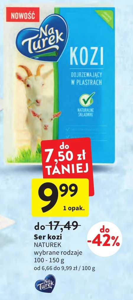 NaTurek Ser kozi dojrzewający w plastrach 100 g
