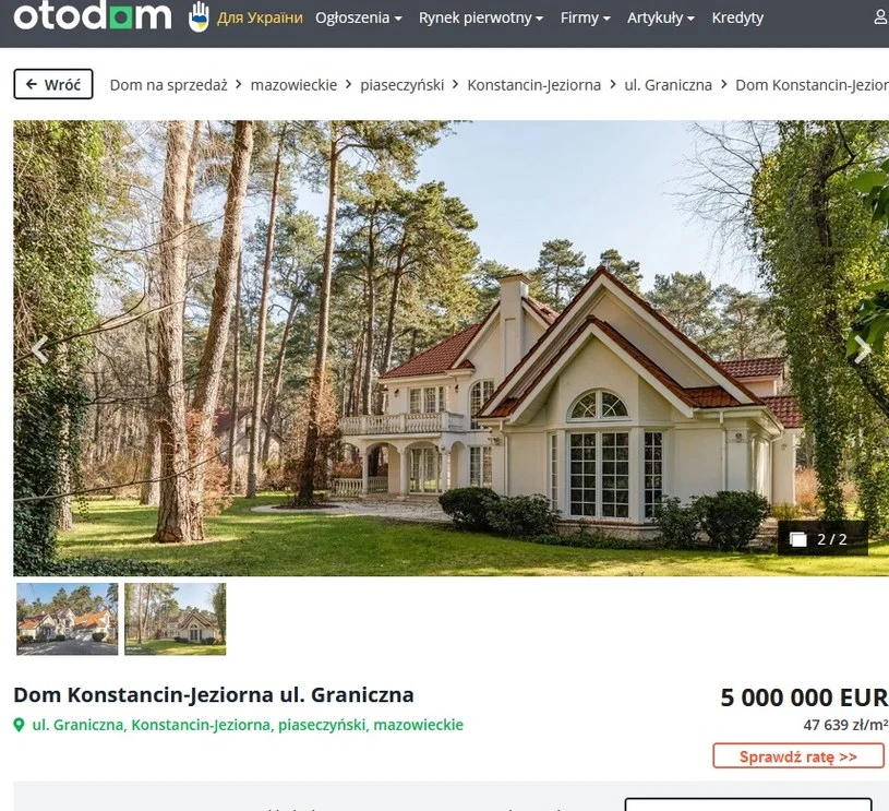 Dom Tomasza Lisa na sprzedaż, fot. otodom.pl 