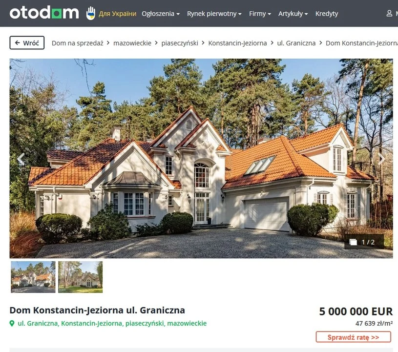 Dom Tomasza Lisa na sprzedaż, fot. otodom.pl 