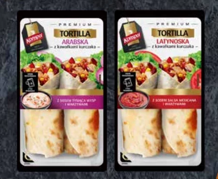 Konspol Premium Tortilla latynoska z kawałkami kurczaka z sosem salsa mexicana i warzywami 250 g