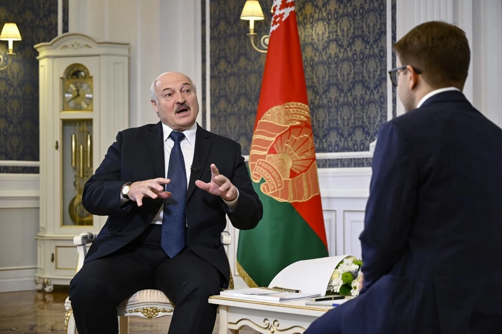 Alaksandr Łukaszenka w trakcie wywiadu Alaksandr Łukaszenka w trakcie wywiadu