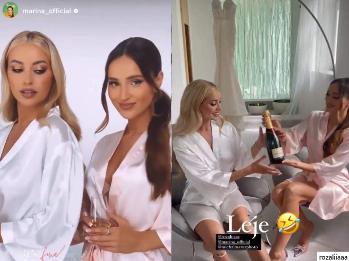 Na przygotowaniach do ślubu panie rozlewały szampana/ IG @rozaliiaaa/ Na przygotowaniach do ślubu panie rozlewały szampana/ IG @rozaliiaaa/