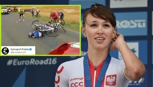 Katarzyna Niewiadoma / na małym zdjęciu kraksa na 2. etapie Tour de France kobiet @Eurosport_PL