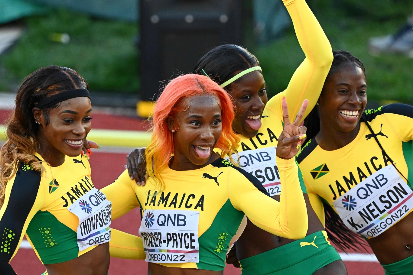Shericka Jackson (druga z prawej) już za niespełna dwa tygodnie pojawi się na Stadionie Śląskim Shericka Jackson (druga z prawej) już za niespełna dwa tygodnie pojawi się na Stadionie Śląskim