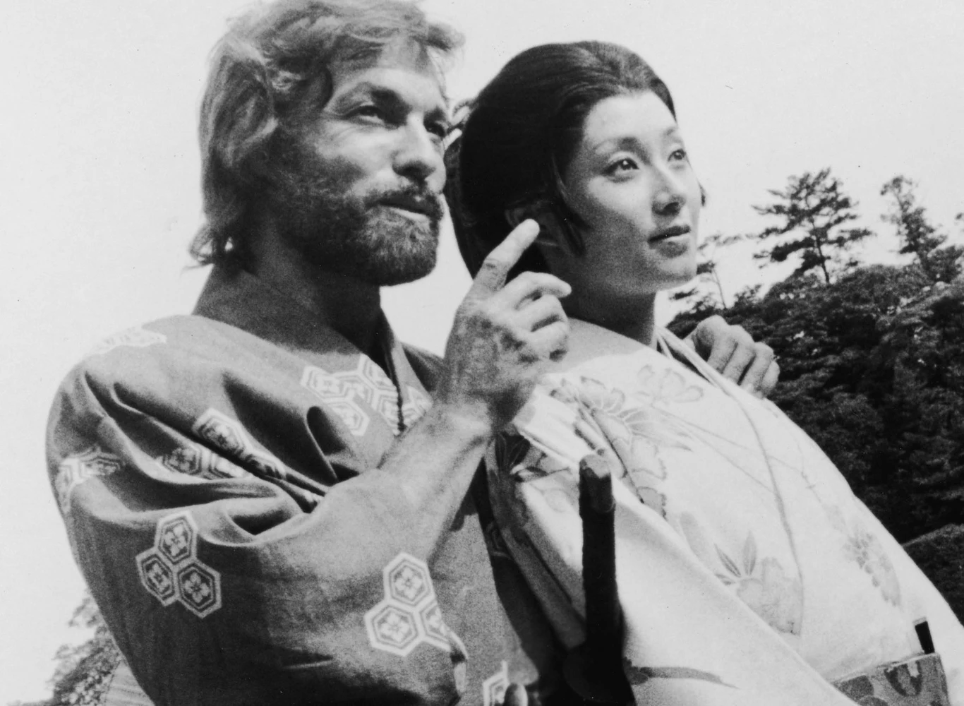 Richard Chamberlain i Yoko Shimada na planie "Szoguna" Richard Chamberlain i Yoko Shimada na planie "Szoguna"