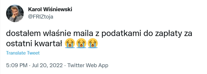 Friz na Twitterze narzeka na podatki Friz na Twitterze narzeka na podatki