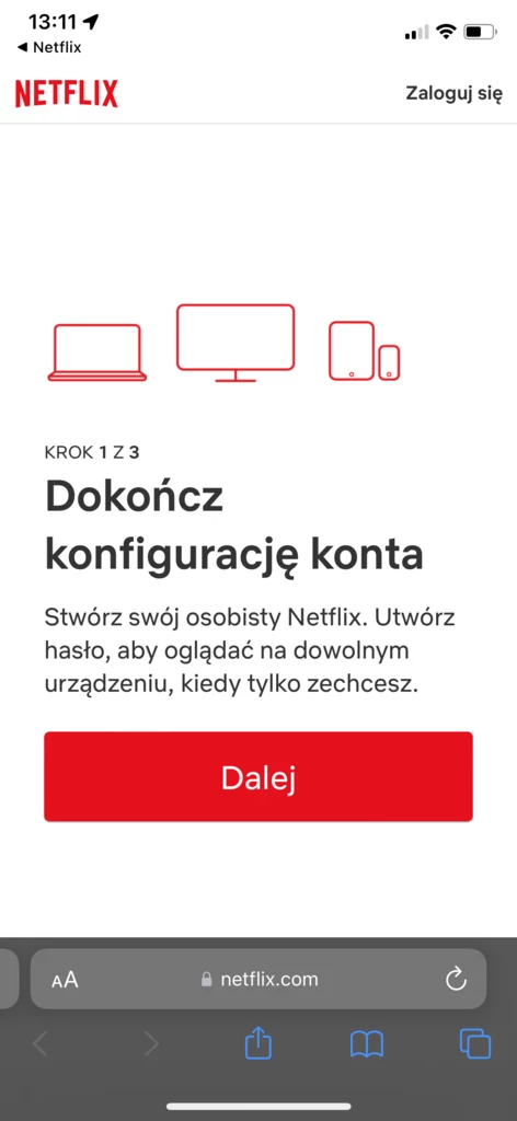 Widok na stronie internetowej 