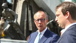Lider chadeckiej partii CDU i szef frakcji parlamentarnej CDU/CSU CDU Friedrich Merz (L) w Warszawie