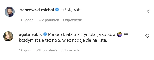 Komentarze pod postem na koncie IG Oli Żebrowskiej @olazebrowska/