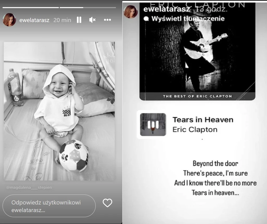 Matka córki Rzeźniczaka wspomina synka Jakuba /https://www.instagram.com/ewelatarasz/ Matka córki Rzeźniczaka wspomina synka Jakuba /https://www.instagram.com/ewelatarasz/