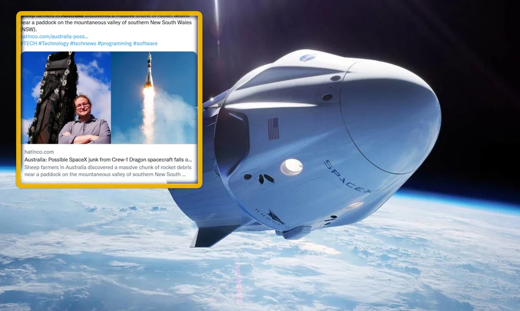 Nie tylko chiński Długi Marsz. Fragmenty statku kosmicznego SpaceX na polu w Australii