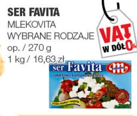 Mlekovita Favita Ser sałatkowo-kanapkowy tłusty 270 g