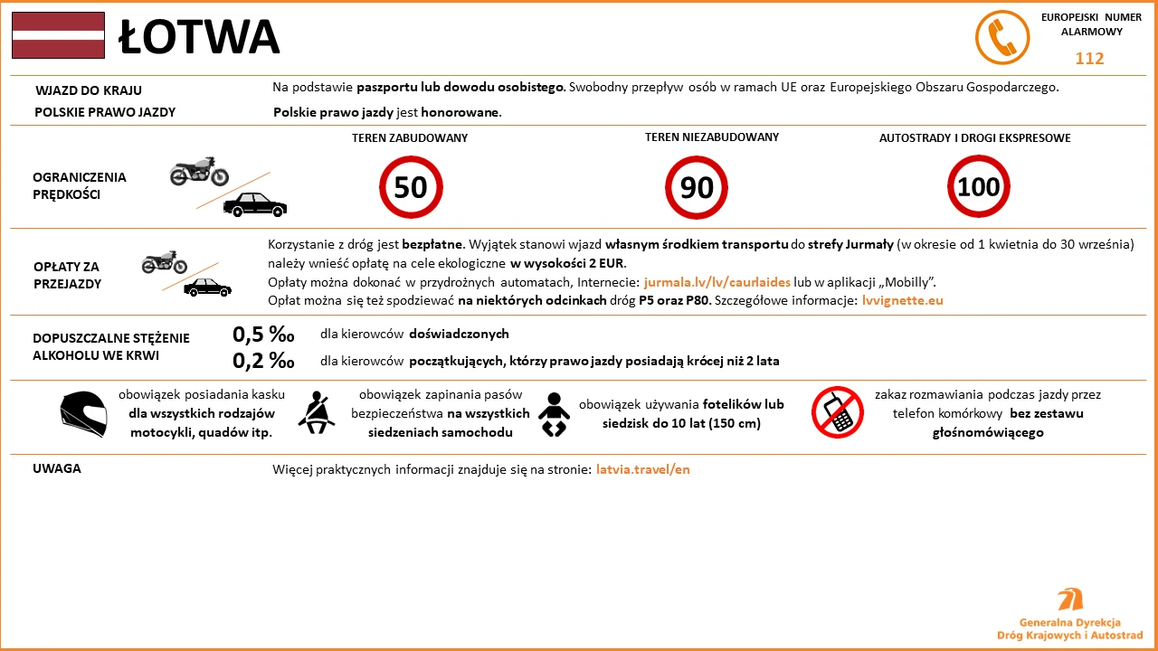 Limity prędkości, opłaty drogowe i mandaty na Łotwie Limity prędkości, opłaty drogowe i mandaty na Łotwie