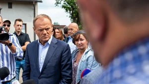 Donald Tusk podczas spotkania z protestującymi w Mikołowie