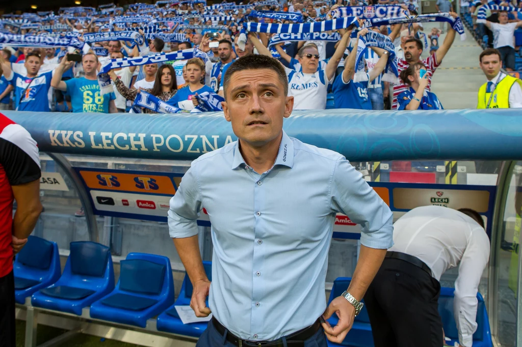 Mariusz Rumak podczas meczu Lech Poznań - Stjarnan Mariusz Rumak podczas meczu Lech Poznań - Stjarnan