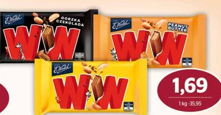 E. Wedel WW Cztery wafelki przekładane nadzieniem orzechowym arachidowym w mlecznej czekoladzie 47 g