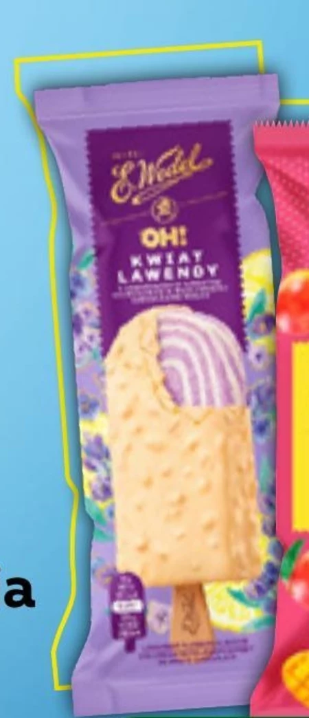 E. Wedel Oh! Lody kwiat lawendy z sorbetem cytrynowym w wedlowskiej czekoladzie białej 90 ml