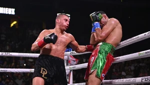 David Lemieux z lewej w walce z Davidem Benavidezem