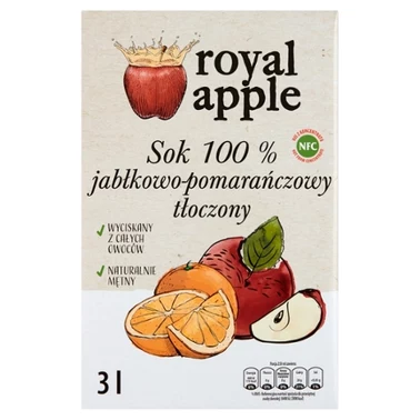 Royal apple Sok 100 % jabłkowo-pomarańczowy tłoczony 3 l - 0