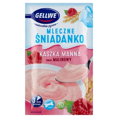 Gellwe Mleczne śniadanko Kaszka manna smak malinowy 50 g - 0