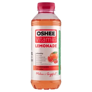 Oshee Vitamin Lemonade Napój niegazowany malina-grejpfrut 555 ml - 1