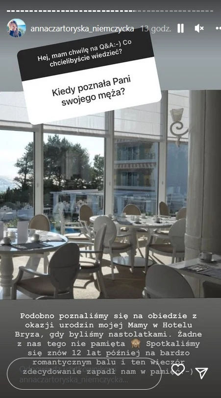 Anna Czartoryska-Niemczycka o poznaniu się z mężem Anna Czartoryska-Niemczycka o poznaniu się z mężem