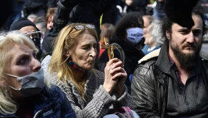 Uczestnicy antycovidowych protestów, Berlin 2021 
