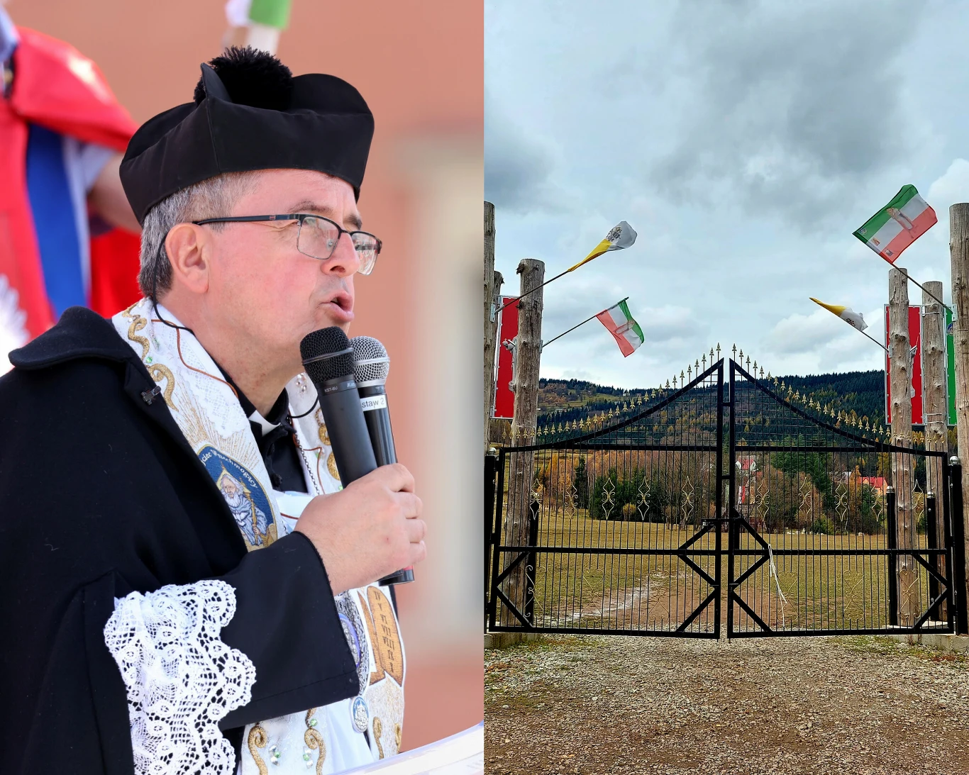 Ksiądz Natanek po lewej. Po prawej teren obok jego pustelni Ksiądz Natanek po lewej. Po prawej teren obok jego pustelni