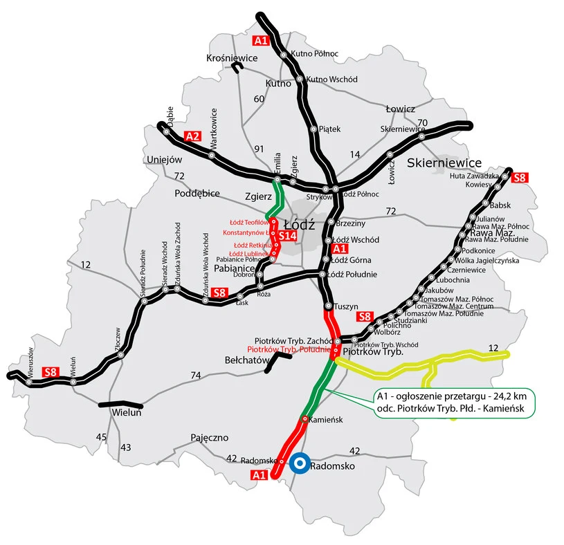 Na autostradzie A1 do ukończenia został jeden, 24-kilometrowy odcinek Na autostradzie A1 do ukończenia został jeden, 24-kilometrowy odcinek