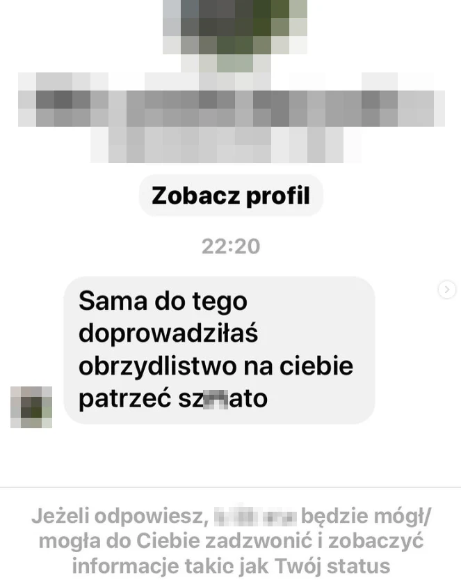 Ewa Minge i hejterska wiadomość na Instagramie Ewa Minge i hejterska wiadomość na Instagramie