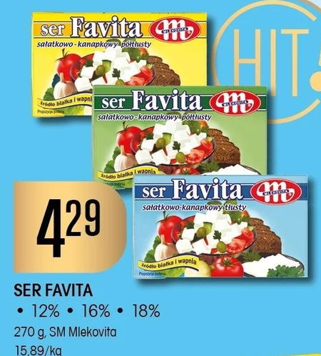 Mlekovita Favita Ser sałatkowo-kanapkowy półtłusty 270 g