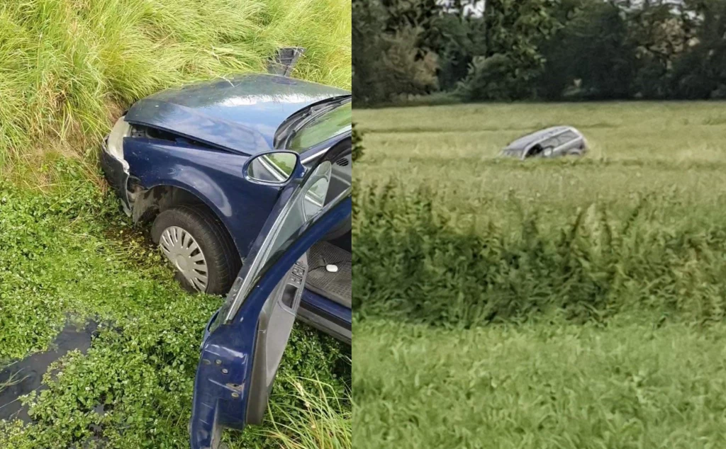 Kierowca, uciekając przed policją, wjechał do potoku