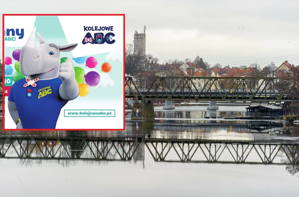 Maskotką akcji Kolejowe ABC jest nosorożec Rogatek. Na zdjęciu: Stary most kolejowy w Mikołajkach Maskotką akcji Kolejowe ABC jest nosorożec Rogatek. Na zdjęciu: Stary most kolejowy w Mikołajkach