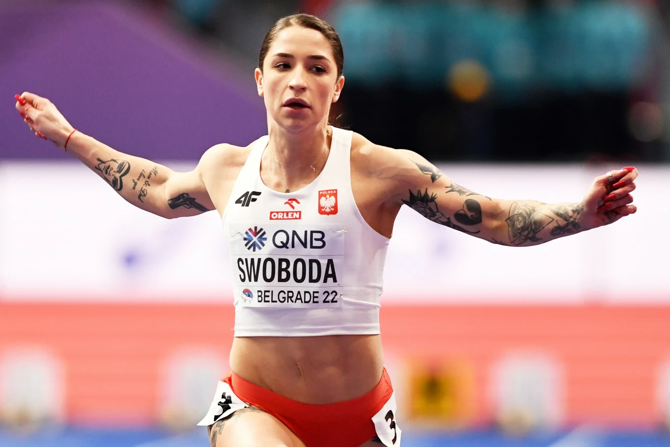 18.03.2022 Serbia Belgrad Lekkoatletyczne Halowe Mistrzostwa Swiata N/z Ewa Swoboda Fot. Lukasz Szelag/REPORTER World Athletics Indoor Championships Belgrade 22