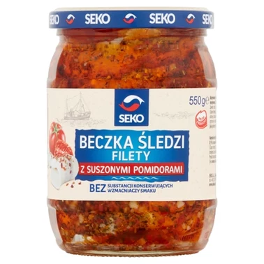 SEKO Beczka śledzi Filety z suszonymi pomidorami 550 g - 2