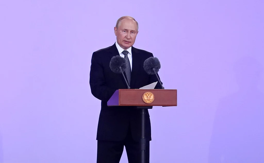 Władimir Putin podczas wystąpienia na Międzynarodowym Forum Wojskowo-Technicznym Army-2022 Władimir Putin podczas wystąpienia na Międzynarodowym Forum Wojskowo-Technicznym Army-2022